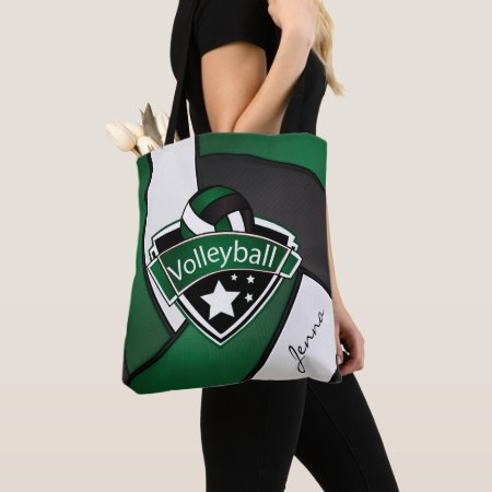 Sport Volleyball | Diy Text - Dark Green Tote Bag