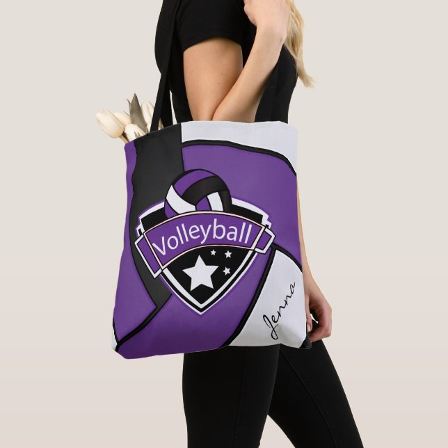Sport Volleyball | DIY Text - Purple Tote Bag (Close Up)