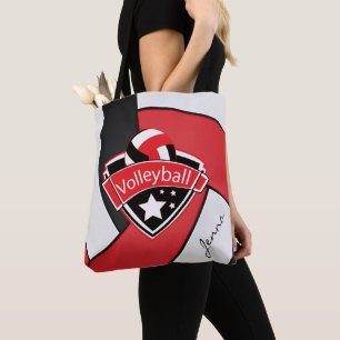 Sport Volleyball DIY Text - Red Tote Bag