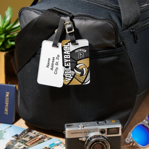 Sport Volleyball  _ Gold and Black Luggage Tag