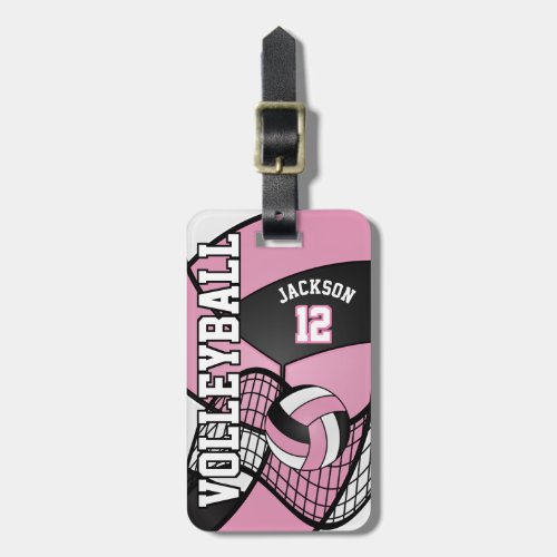 Sport Volleyball  _ Light Pink Black  White Luggage Tag