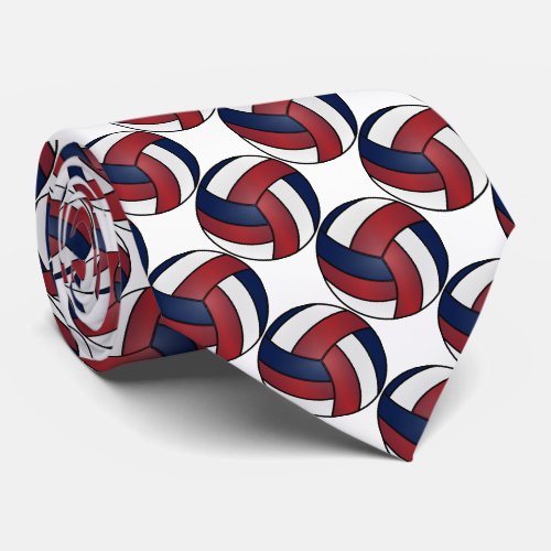 Sport White Dark Red and Dark Blue Volleyball Tie