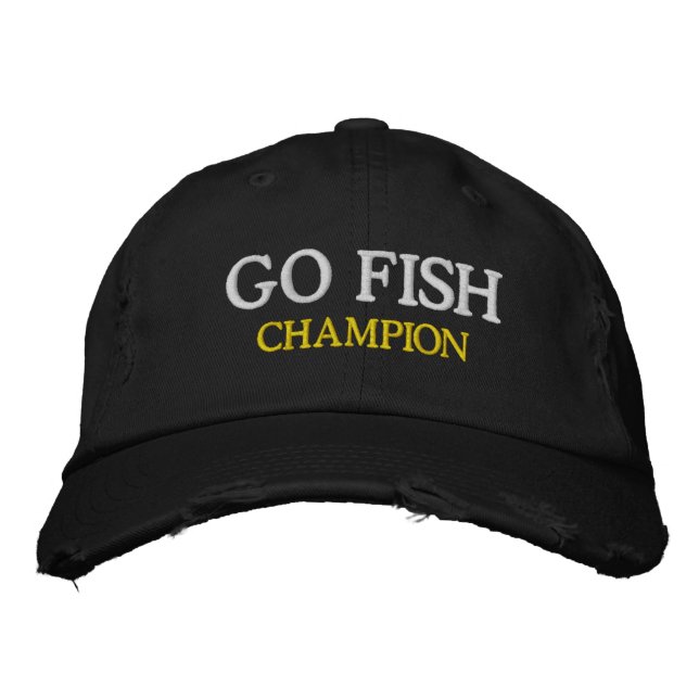 Sporting Goods Golf Board Games GO FISH Embroidered Baseball Cap (Front)
