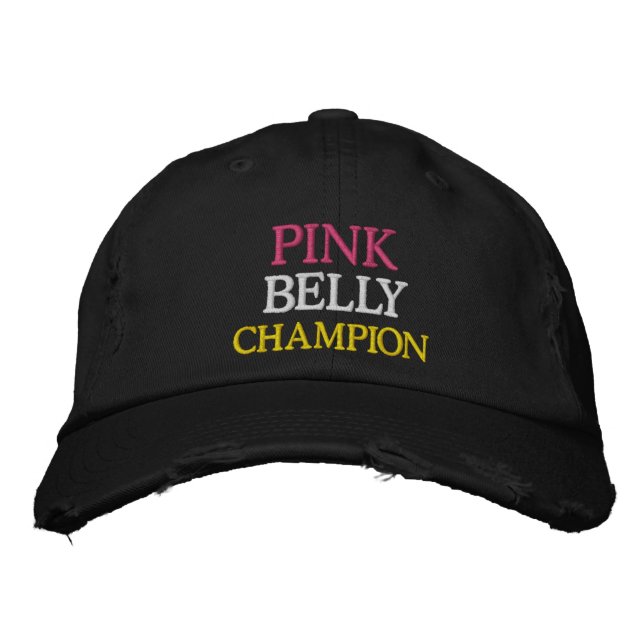 Sporting Goods School Games PINK BELLY CHAMP Embroidered Baseball Cap (Front)