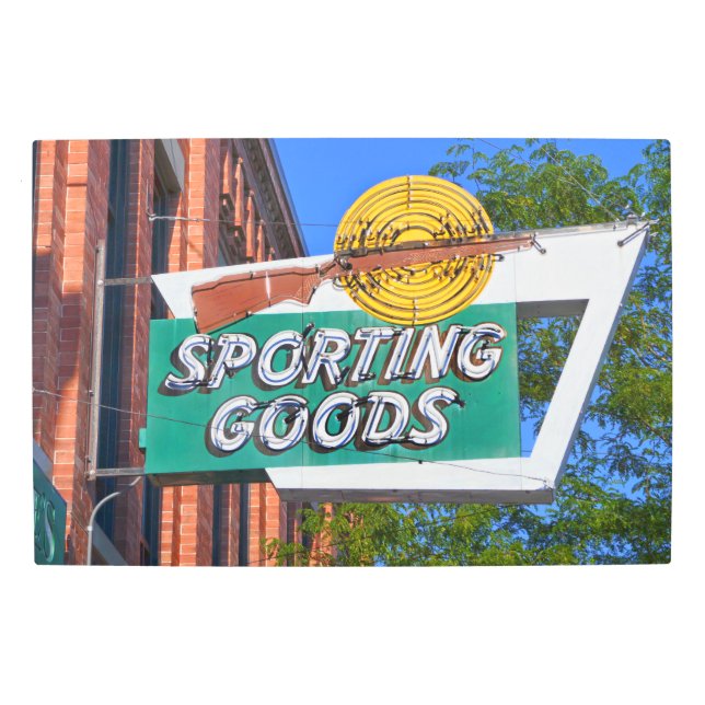 Sporting Goods Sign, Bozeman, Montana Metal Print (Front)
