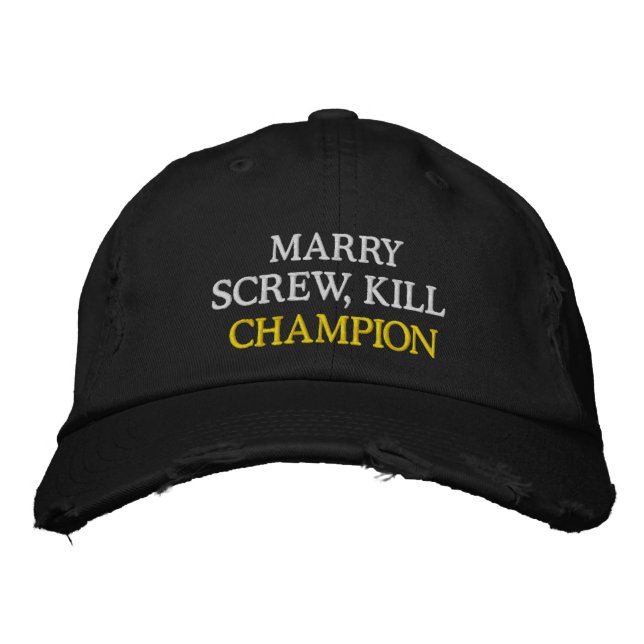 Sporting Goods VEGAS CARD Games MARRY, SCREW, KILL Embroidered Baseball Cap (Front)