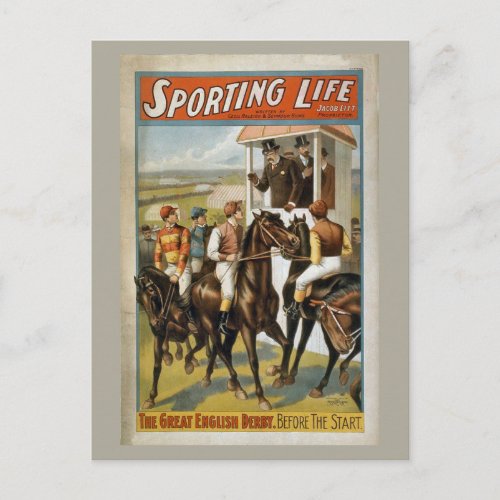 Sporting Life Great English Derby Vintage Horse Postcard