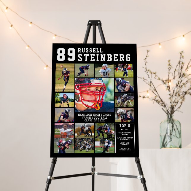 Sports 16 Photo Collage Senior Night Foam Board (In Situ (Stand))