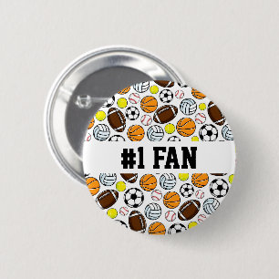 Sports #1 Fan Team Spirit Balls Button