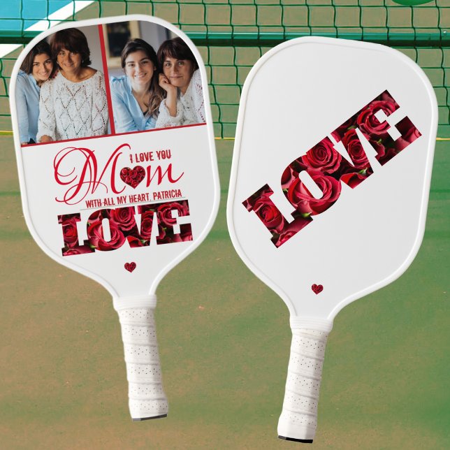 Sports 2 Photo I Love You Mom Mothers Day Pickleball Paddle (Creator Uploaded)