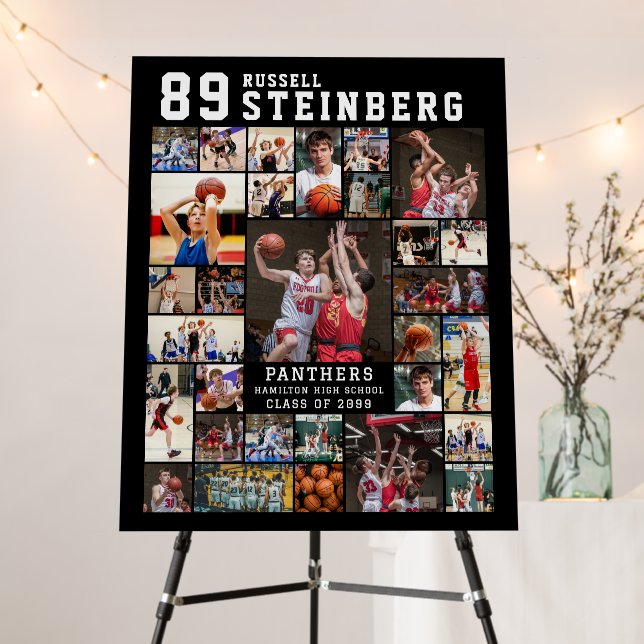 Sports 30 Photo Collage Player Name Number Foam Board (In Situ (Stand))