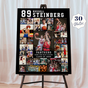 Sports 30 Photo Collage Player Name Number Foam Board