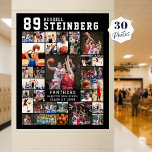 Sports 30 Photo Collage Player Name Number Poster<br><div class="desc">Celebrate your athlete with this bold Sports-themed photo collage poster showcasing 30 pictures, ideal for high school sports Senior Night recognition, athletic awards banquets, award ceremonies and end-of-season sports celebrations as well as to display at a graduation party to proudly showcase their years of commitment, teamwork and achievement. The layout...</div>