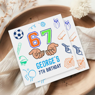 Sports 6 7 Meme Trend Six Seven Birthday Party Napkins