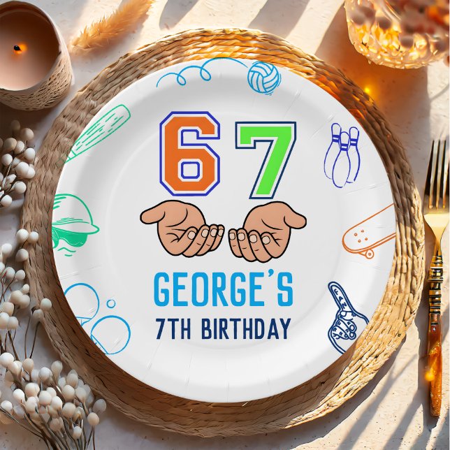 Sports 6 7 Meme Trend Six Seven Birthday Party Paper Plates (Creator Uploaded)