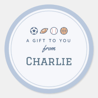 Sports "A Gift to You From" Boy Name Sticker