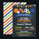Sports All Star Baby Shower Basketball Rugby Invitation<br><div class="desc">Sports theme baby shower invitation</div>