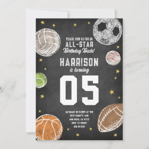 Sports All-Star Birthday Party Invitation