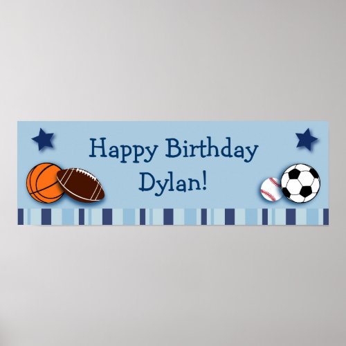 Sports All Star Personalized Birthday Banner Poster