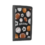 Sports All Star Personalized Name Black Trifold Wallet at Zazzle