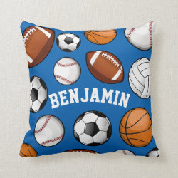 Sports All STAR Personalized Name Blue Throw Pillow