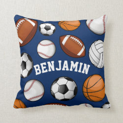Sports All STAR Personalized Name Navy Throw Pillow