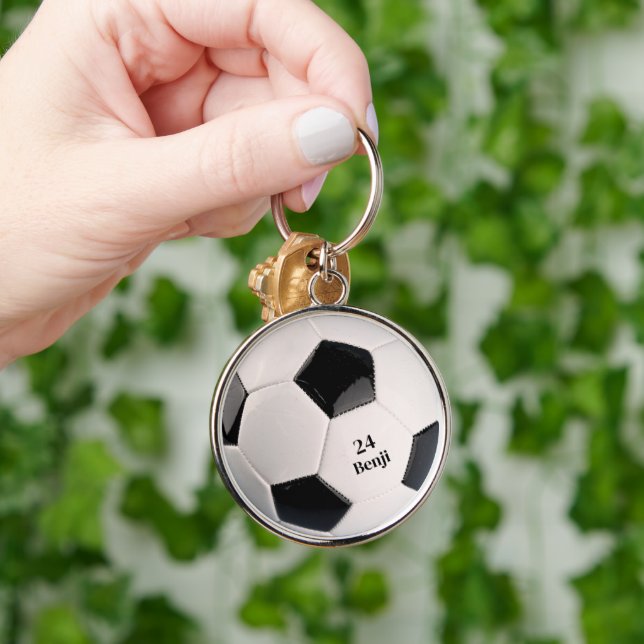 Sports American Soccer Ball Jersey Number Name Keychain (Hand)