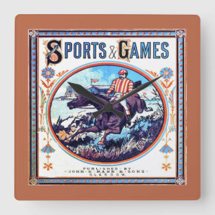 Sports and Games Hunting Vintage Book Cover Square Wall Clock
