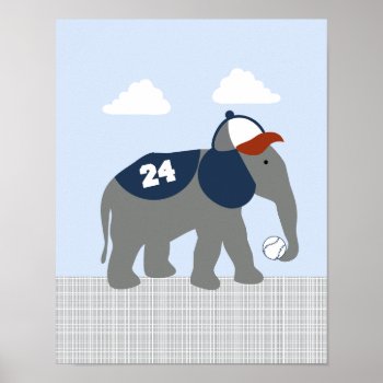 Sports Animals Elephant Nursery Art Poster by Personalizedbydiane at Zazzle