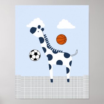 Sports Animals Giraffe Nursery Art Poster by Personalizedbydiane at Zazzle