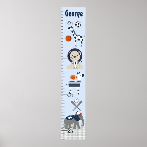 Sports  Animals Growth Chart Keep at 8x44