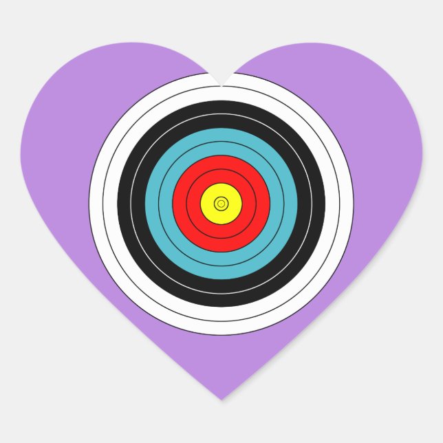 Sports Archery Target on Lavender Purple Heart Sticker (Front)