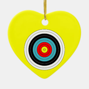 Sports Archery Target on Yellow Heart Ceramic Ornament