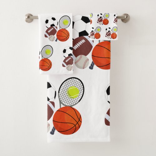 Sports Athletic Balls  Bath Towel Set