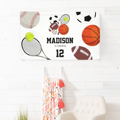 Sports Athletic Balls Birthday Party Banner