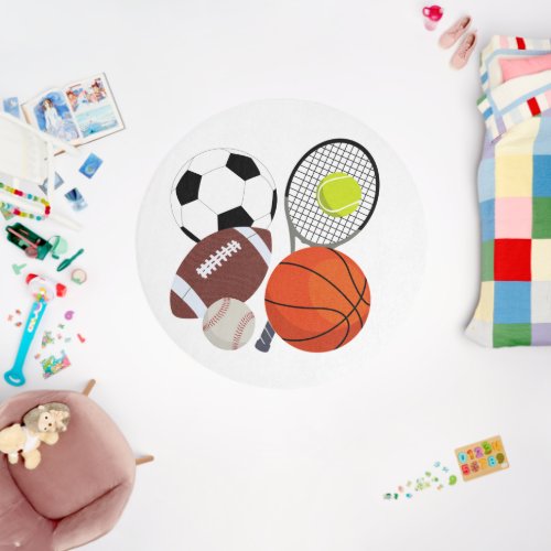 Sports Athletic Balls Kids Bedroom Children  Outdoor Rug