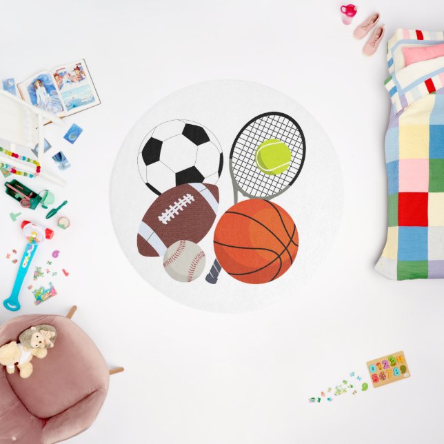 Sports Athletic Balls Kids Bedroom Children  Outdoor Rug (Insitu (Babyroom))