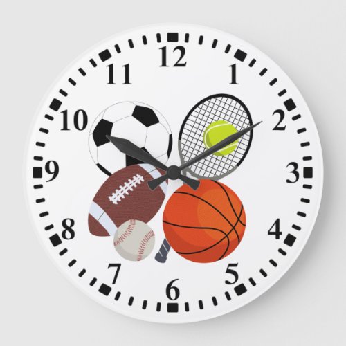 Sports Athletic Balls  Large Clock