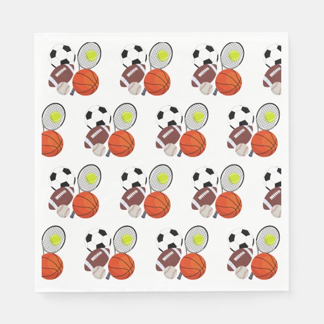Sports Athletic Balls Napkins (Front)