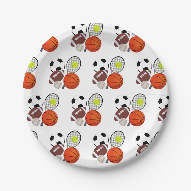 Sports Athletic Balls   Paper Plates (Front)