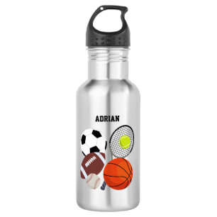 Sports Athletic Balls Personalized Name School Stainless Steel Water Bottle
