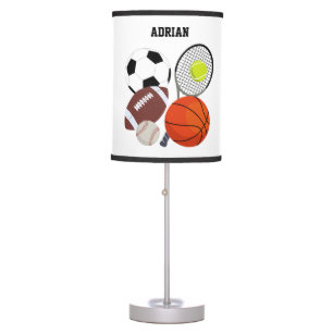 Sports Athletic Balls Personalized Name Table Lamp