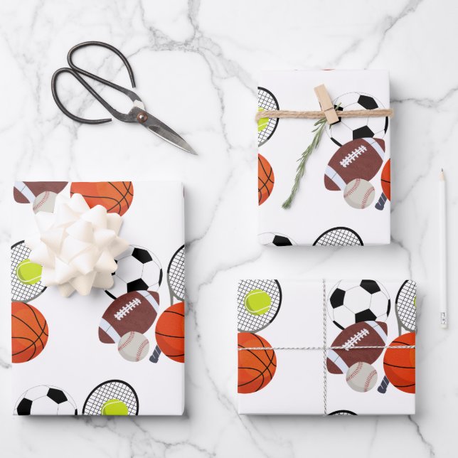 Sports Athletic Balls  Wrapping Paper Sheets (Front)