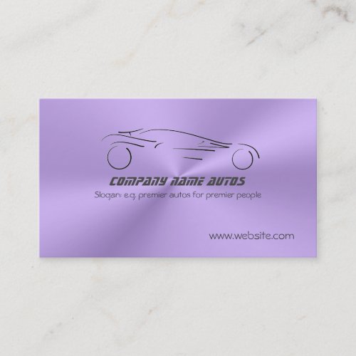 Sports Auto on Lilac Metallic Steel Effect Business Card