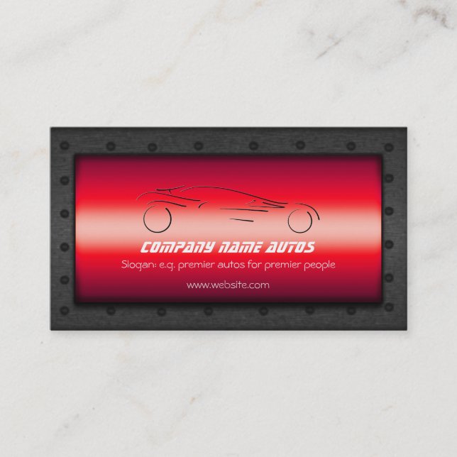 Sports Auto on Red - Sportscar template Business Card (Front)