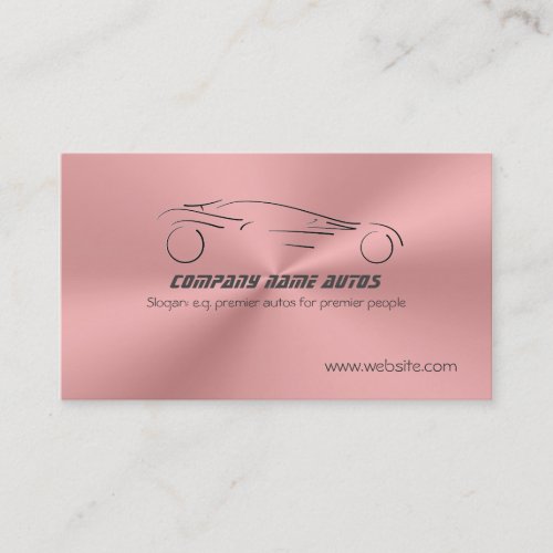 Sports Auto on Rose Pink Metallic Steel Effect Business Card