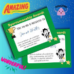 Sports award sportsmanship class certificate<br><div class="desc">Given to students who exhibit fair play,  sportsmanship,  and positive attitudes in physical education and sports activities.</div>
