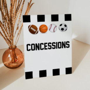 Sports Baby Shower Birthday Concession Stand Food Pedestal Sign