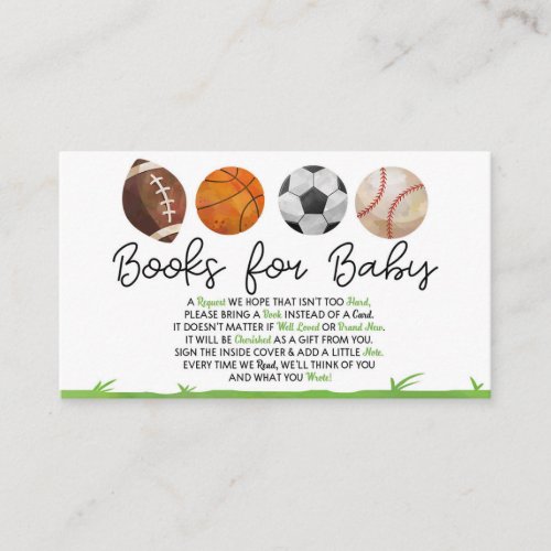 Sports Baby Shower Books For Baby Card