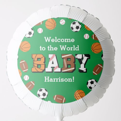 Sports Baby Shower Co_ed Green Gender Neutral Balloon